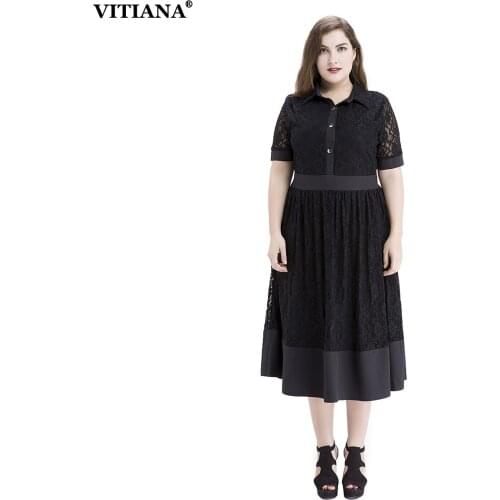 VITIANA 2017 Womens Summer Elegant Lace Clothing Ladies Black Party Casual Maxi long Dress Plus Size 5XL 6XL 7XL Vestidos