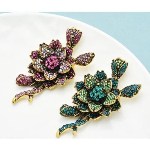Wuli&baby Rhinestone Flower Brooches For Women Men 2-color Plum Blossom Flower Party Office Brooch Pins Gifts