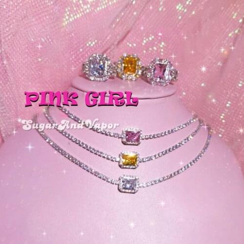 Y2K Jewelry Geometric Crystal Necklace for Women Metal Fashion Colorful Harajuku Choker Necklace Charms 90s Aesthetic Gifts New