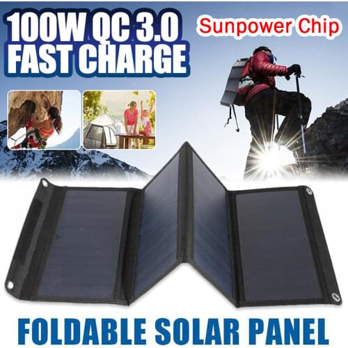100W QC3.0 Fast Charging Monocrystalline Solar Panel Foldable Pack Portable Solar System Kit Solar Cells Emergency Charging Pane