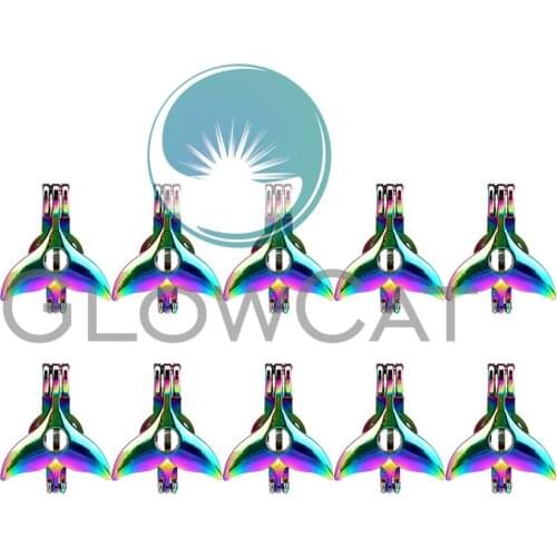10x C921 Rainbow Sea Whale Tail Pearl Cage Locket Pendant Essential Oil Diffuser Bead Cage Locket For Oyster