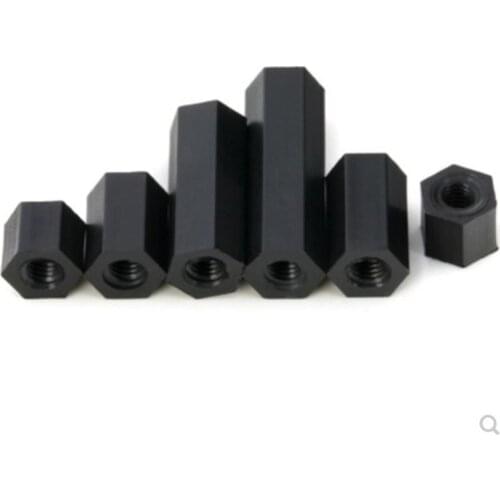 20-50pcs M2 M2.5 M3 M4*L black nylon spacer female to female nylon hex standoff
