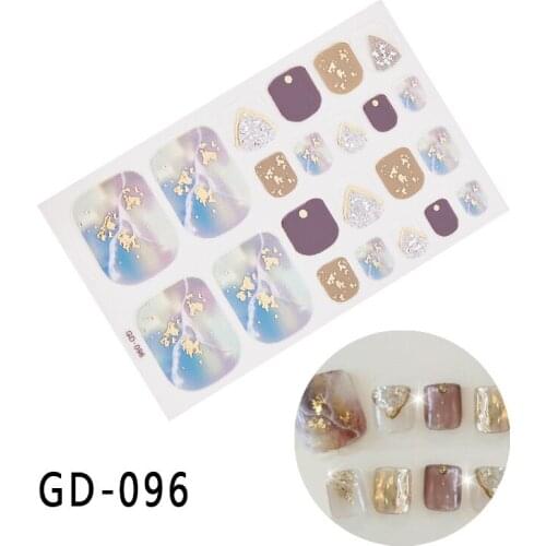 22 New Gradient Hot Stamping Foot Stickers Nail Stickers Laser Color Petal Foot Nail Stickers DIY Pink Sequin Glitter