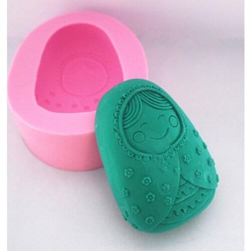 3D Russian Doll Shaped Soap Mold fondant cake mould 3d Baby candy resin molds soap mold silicone mold for Soap