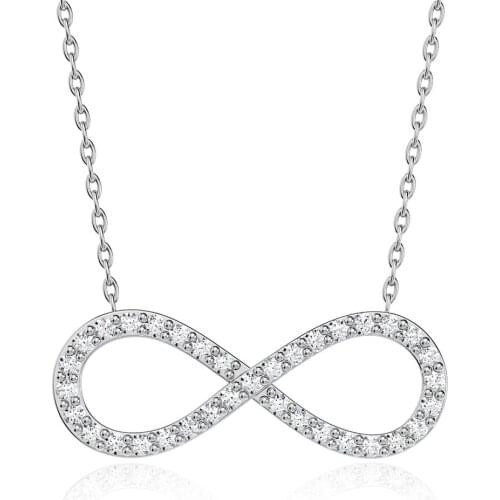 925 Sterling Silver Women Necklace Infinity Zircon Stone Gift Birthday Precious Pendant Stylish Chain Luxury Cool