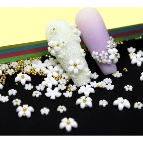 Acrylic Flower Nail Art Decoration Mixed Size White Rhinestones Silver Gem Manicure Tool Accessories For DIY Nail Design