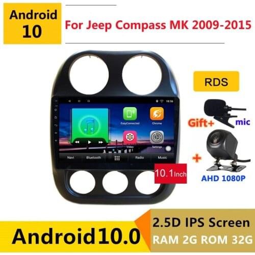 1 din android 10 car radio auto stereo for Jeep Compass MK 2009 10 2011 2012 2014 2015 navigation GPS DVD Multimedia Player