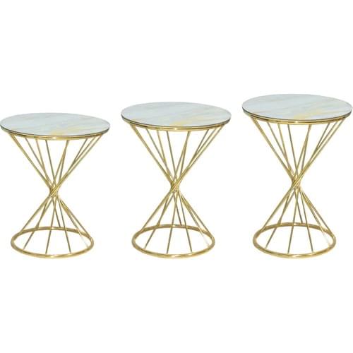 Bengi Zigon Coffee Table Basket White Patterned Glass Gold Color