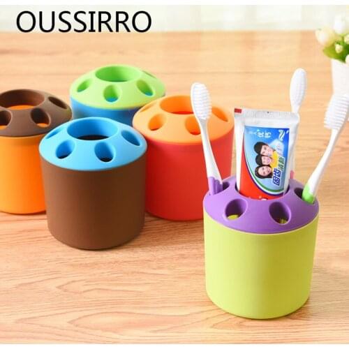 2020 Real Bathroom For Creative Toothbrush Rack Multi-hole Holder Multifunctional Convenient Pen Barrel For Lovers Container