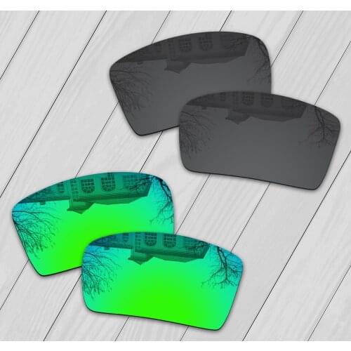 E.O.S 2 Pairs Black & Emerald Green Polarized Replacement Lenses for Oakley Eyepatch 2 OO9136 Sunglasses