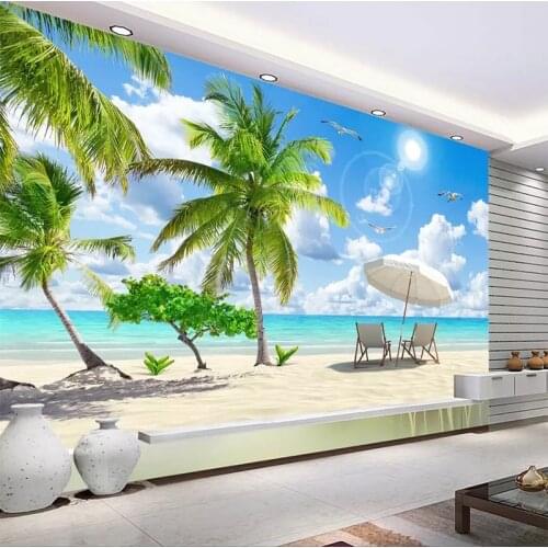 Photo Wall Mural Modern Maldives Hawaii Seascape Landscape 3D Laege Mural Wall Cloth Living Room Bedroom Background 3D Wallpaper