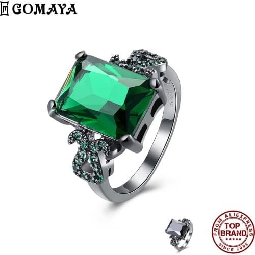 GOMAYA Square Zircon Rings Romantic Vogue Luxurious Finger Ring For Women Fit Anniversary Engagement Jewelry Gift New Hot Sale