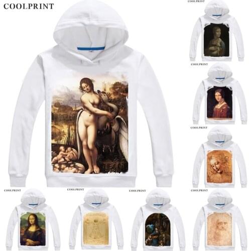 Leonardo da Vinci Hoodies Hooded Hoodie Oil Painting Mona Lisa Vitruvian Man Self Portrait Leda and The Swan Cosplay Sweatshirts