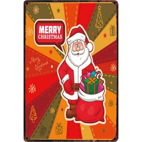 [ Kelly66 ] Merry Christmas Santa Claus Metal Sign Tin Poster Home Decor Bar Wall Art Painting 20*30 CM Size y-1956