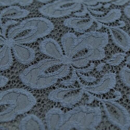 Navy blue lace fabric floral design soft and thick 230g/meter 140cm width,LC005
