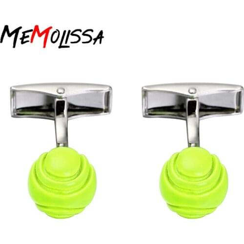 MeMolissa Men Best Gift Fashion Green Ball Sport Cufflinks For Mens Cuff Button Casual Style Copper Material abotoadura Jewelry