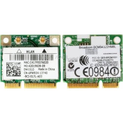 Mini PCIE BCM94322HM8L DW1510 Dual Band 300M Wireless Card For DELL E4200 E5500 Drop Shipping