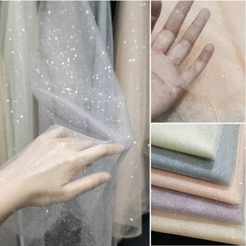 Fashion ivory lace sequins 150cm shinning sparkle wedding lace fabric accessories dress lace fabric worldwide shipping