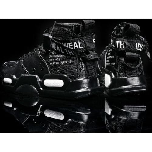 Mens White Skateboarding Shoes High Top Flats Sneakers Breathable Street Sports Shoes Hip Hop Walking Shoes Chaussure Homme