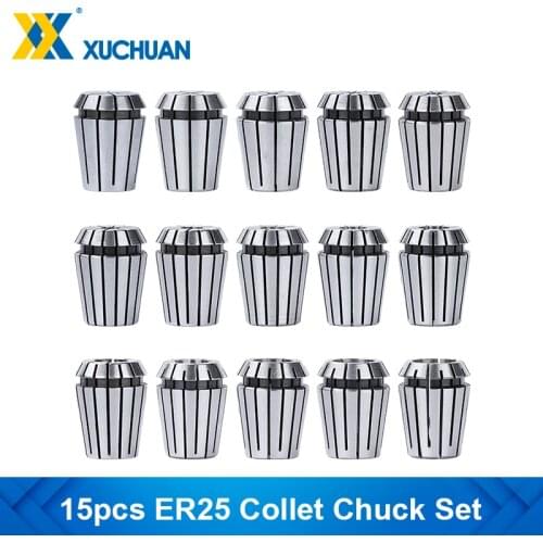 ER25 Collet Chuck Set 15pcs 2-16mm CNC Router AA Level Spring Collet Holder for Engraving Machine Milling Cutter Tool Holder