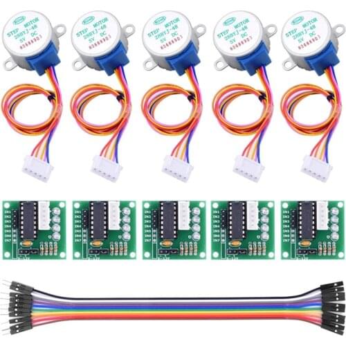 5pcs/lot 28BYJ-48 5V Stepper Motor Set With Uln2003 Driver Board Test Module + 20CM Dupont Cable For Arduino DIY Kit