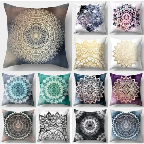 Mandala Kaleidoscope &Snowflake Cushion Cover 45x45cm Polyester Decorative Pillow Cover Sofa Bed Pillow Case Home Decor