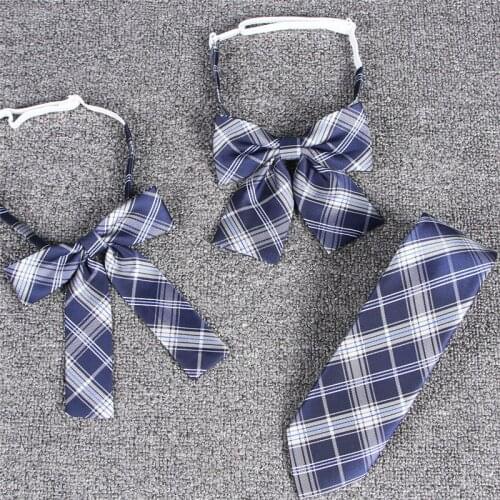 New Blue Plaid Bow Tie Cute Japanese/korean School Uniform Boys And Girls Jk Uniform Student Bowknot Lolita Necktie Embroidery