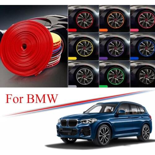 9 Colors Car Wheel Hub Rim for BMW Series 1 2 3 4 5 6 7 X1X2X3X4X5 F10 F90 Edge Protector Ring Tire Strip Guard Rubber Decals 8M
