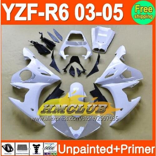 Bodys Unpainted+Primer Fairing For YAMAHA YZF-R6 03-05 YZFR6 YZF600 YZF R6 R 6 YZF 600 03 04 05 2003 2004 2005 Fairings