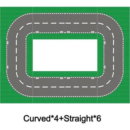 City Road Green Street Baseplate Straight Crossroad Curve Splicing Baseboard Sets DIY Creator Bricks Base Plate Building Blocks