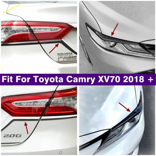 Lapetus Chrome Rear Tail Lights Lamps Eyelid Eyebrow Cover Trim Fit For Toyota Camry XV70 2018 2019 2020 ABS Auto Accessories