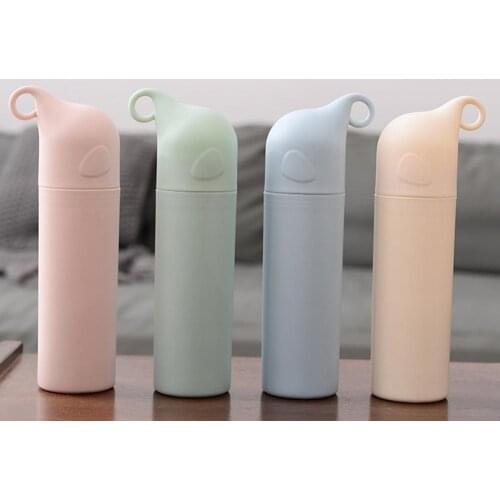 300ml Portable outdoor Water Bottles Cute Elephant Nose Design Double Layer Water Bottle Anti Scalding Glass Drinking Bottles