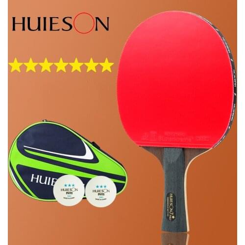 Huieson 7 Stars Table Tennis Racket Double Face In Rubber Professional Ping Pong Bat With Storage Bag For Training Competition