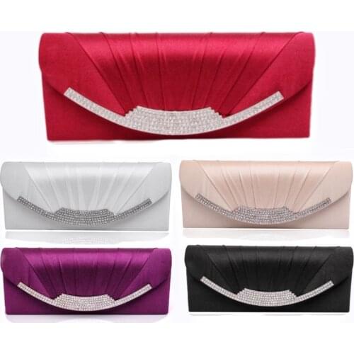 Luxury Satin Elegant Clutch Bag With Chain Shoulder Bags Wedding Solid Envelope Pouch Ladies Party Banquet Clutches Purse