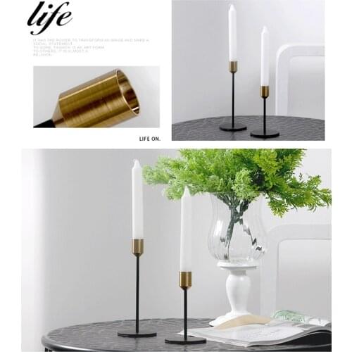 Luxury Candlestick Ornaments Aluminum Candle Holder Iron Round Base Non-slip Mat Home Decoration