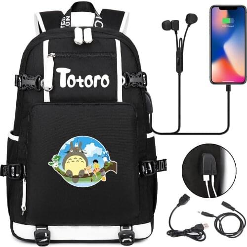 My Neighbor Totoro Backpack Teenager School Multifunction USB Charging Bag Totoro Men Women Kid School Bag Travel Laptop Mochila