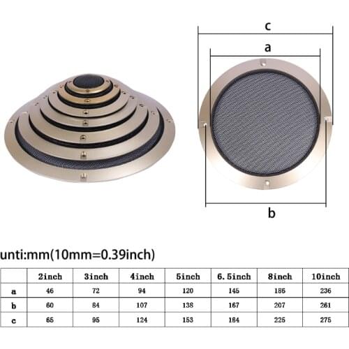 2Pcs For 2"/3"//5"/6.5"/8"/10" inch Speaker Conversion Net Cover Decorative Circle Metal Mesh Grille Golden