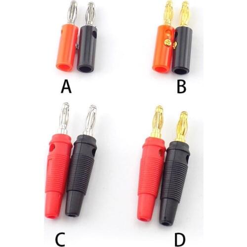 10pcs Banana plug Audio Speaker Screw Gold Plate Plugs Connector 4mm Adapter Solderless Black Red color H10