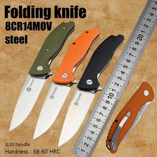 TIGEND 1810 stainless steel knives D2 folding pocket knife ball bearing tactical survival knife edc utility self defense weapons