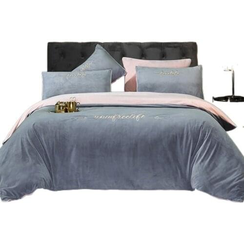 Thickened Brocade Velvet Thermal Coral Fleece Flannel Bed Velvet Four-Piece Set Baby Fleece Milk Fiber Winter Double-Sided