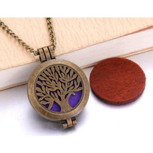 Vintage tree of Life Aroma Diffuser Necklace perfume oil Essential Oil Diffuser Aromatherapy Pendant Necklace fashion jewelry