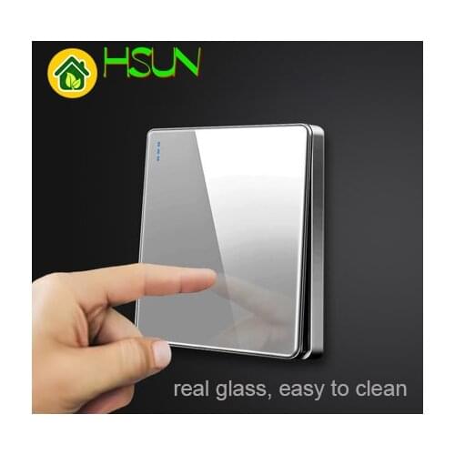 High-grade 1 2 3 4 gang 1 2 way big panel Grey switch socket Type 86 Wall 2.5D Cambered Mirror Toughened glass Computer TV