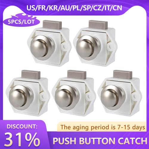 5pcs Diameter 20mm Camper Car Push Lock RV Caravan Boat Drawer Latch Button Locks For Furniture Hardware