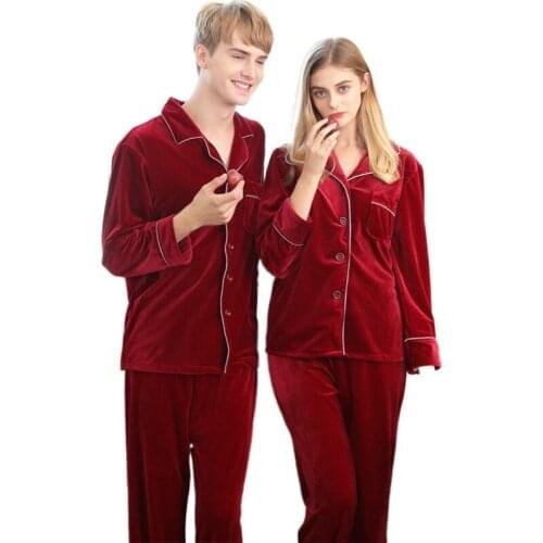 Autumn And Winter Womens Pajamas Suit Autumn And Winter Golden Velvet Pajamas Warm Home Pajamas Suit M-XXXL