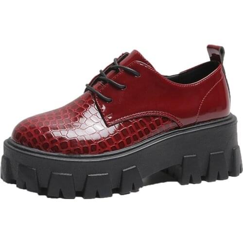 Womens boots 2020 New Leather Shoes Casual Womens Boots Thick-soled Wedge Heel Shoes Students High-heeled Womens Shoes