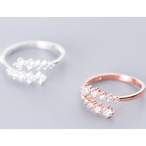 2020 Simple Adjustable CZ Rings for Women Silver Rose Gold Color S925 Sterling Silver Rings Silver 925 Jewelry Accessories Women
