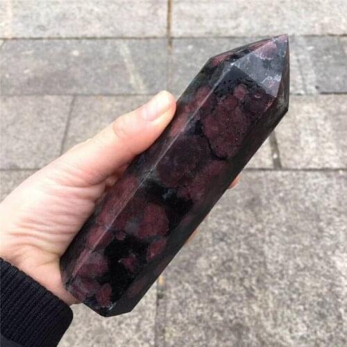 1pc astrophyllite garnet Quartz Natural Crystal Wand Point Healing Stone for sale
