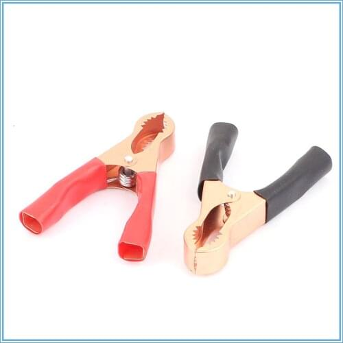 2Pcs 50A 600V Copper Plated Car Battery Test Alligator Clip Red Black 80mm