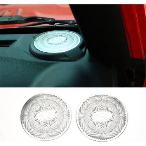 2Pcs/set Car Accessories Stainless Steel A-Pillar Speaker Trim Net Cover For Jeep Wrangler JK 2015-2017