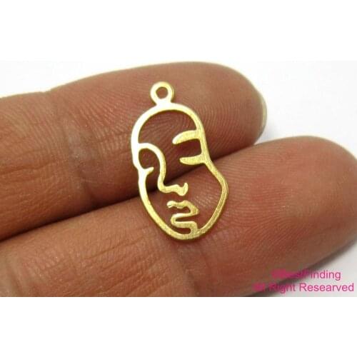 50pcs Brass charms 20x11mm Raw brass face shaped earrings findings R489